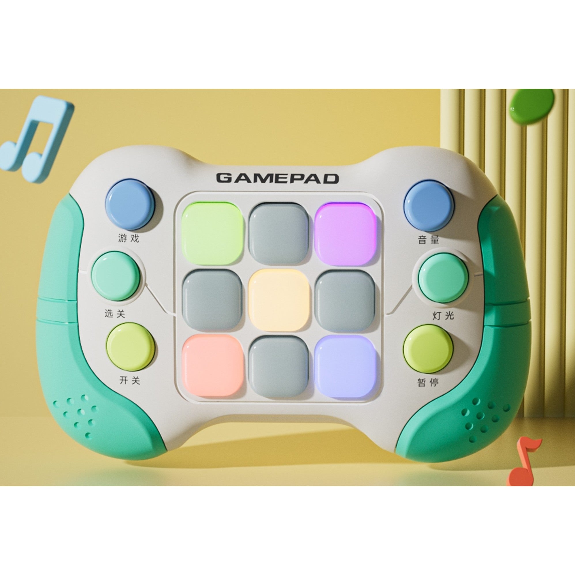 Jucarie Interactiva Flippy, Tip Consola Pop It, 6 butoane functionale, 5 Moduri de Joc, 600 Niveluri, + 3 ani, Verde/Gri-5