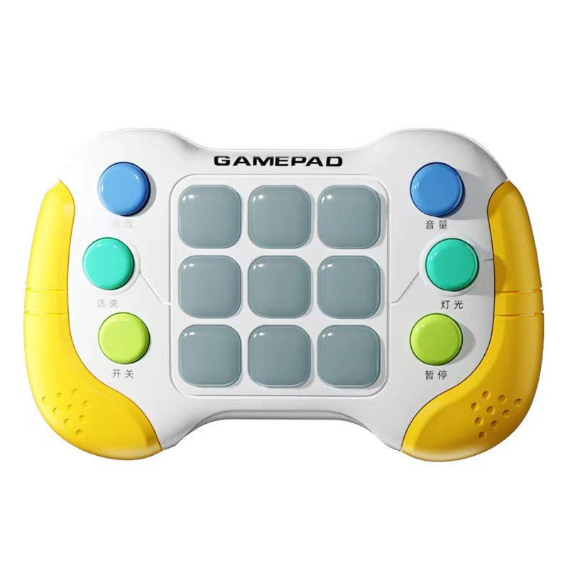 Jucarie Interactiva Flippy, Tip Consola Pop It, 6 butoane functionale, 5 Moduri de Joc, 600 Niveluri, + 3 ani, Galben/Gri-5