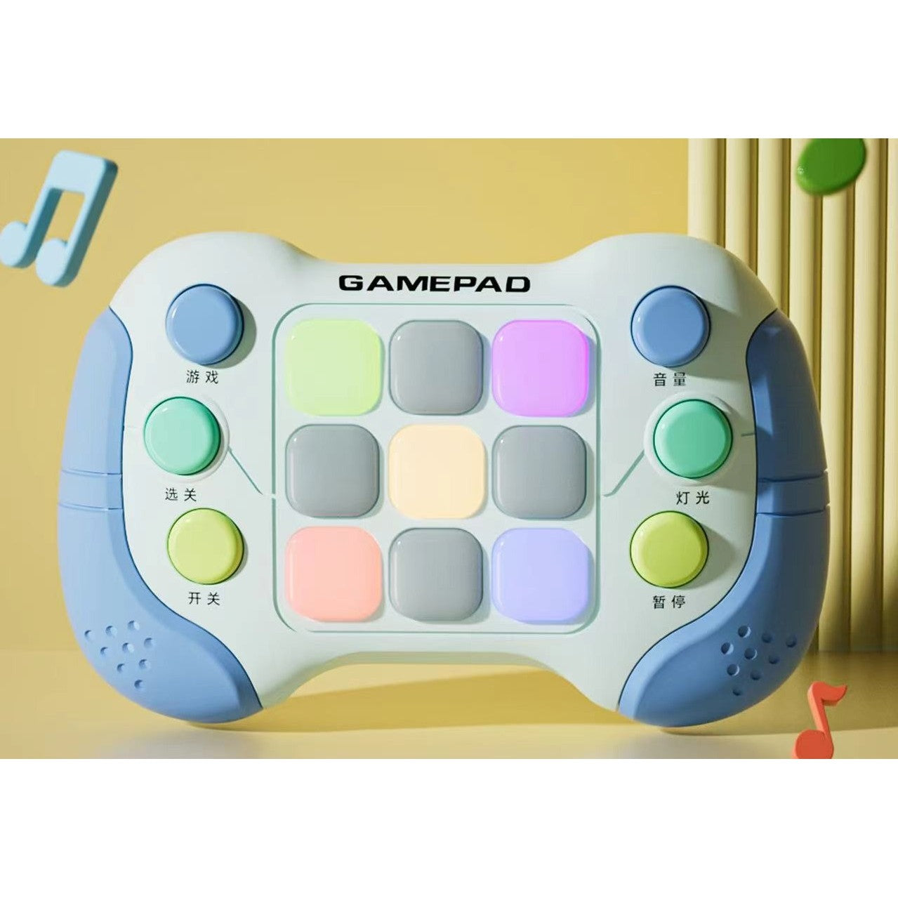 Jucarie Interactiva Flippy, Tip Consola Pop It, 6 butoane functionale, 5 Moduri de Joc, 600 Niveluri, + 3 ani, Albastru/Gri-1