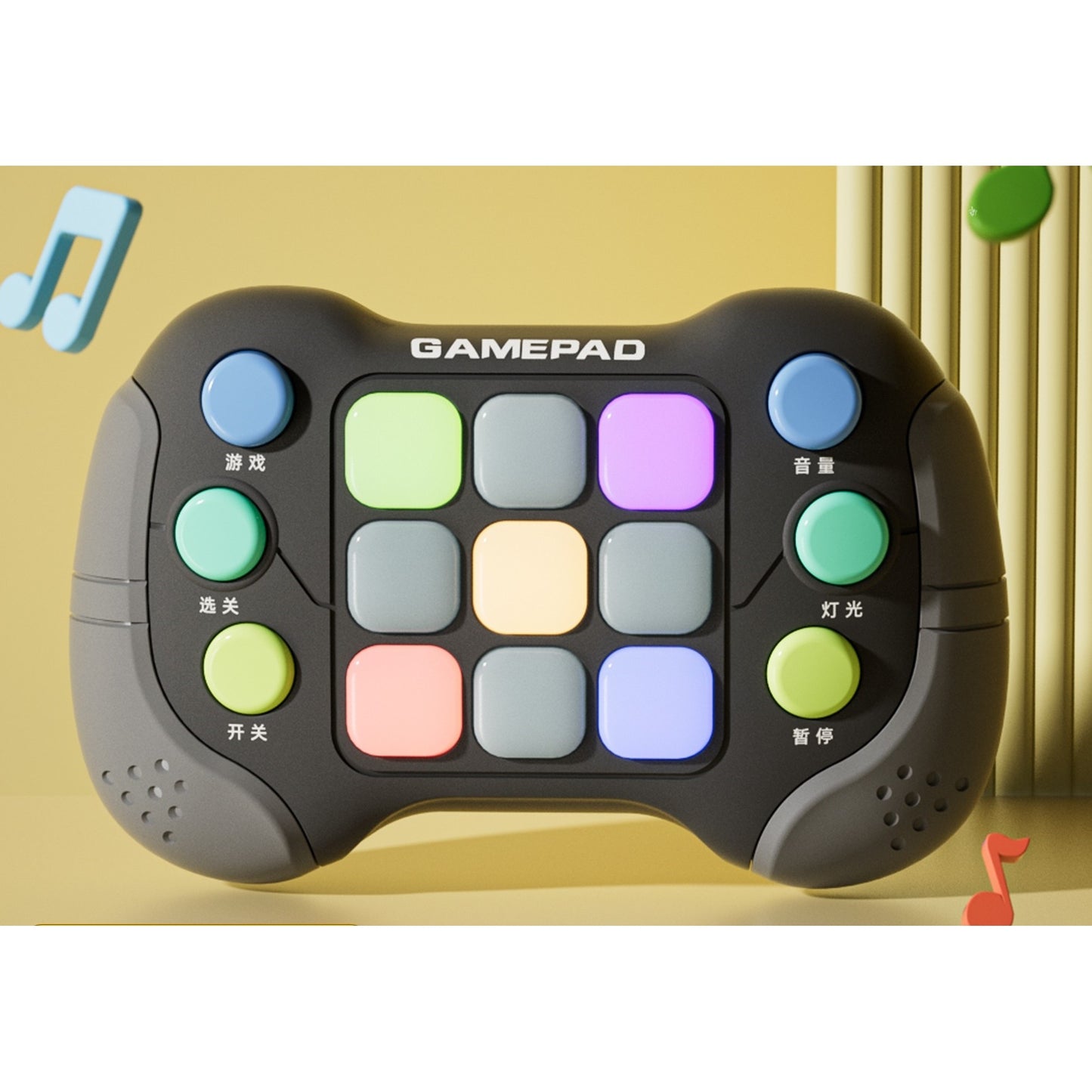 Jucarie Interactiva Flippy, Tip Consola Pop It, 6 butoane functionale, 5 Moduri de Joc, 600 Niveluri, +3 ani, Gri/Negru-1