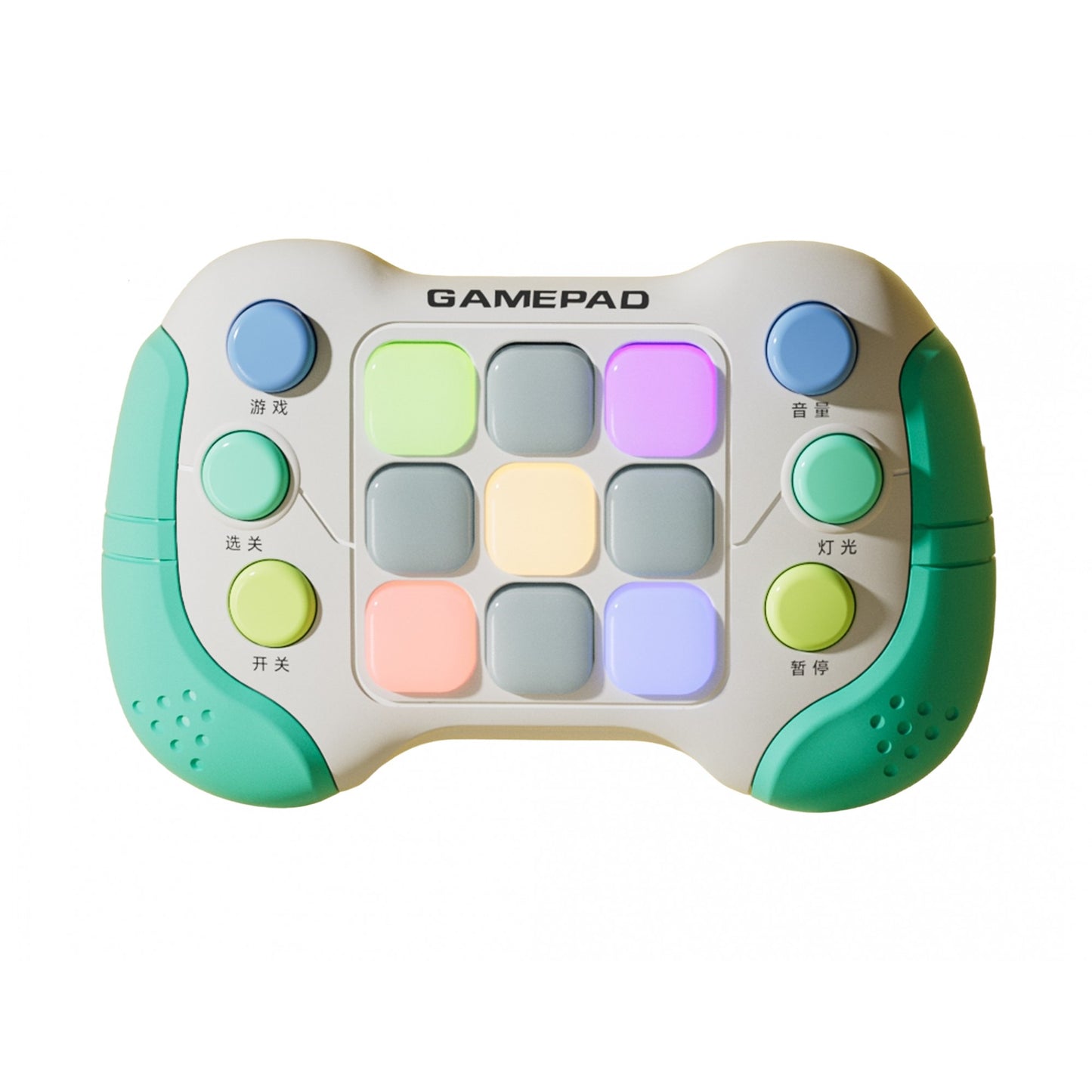 Jucarie Interactiva Flippy, Tip Consola Pop It, 6 butoane functionale, 5 Moduri de Joc, 600 Niveluri, + 3 ani, Verde/Gri-0