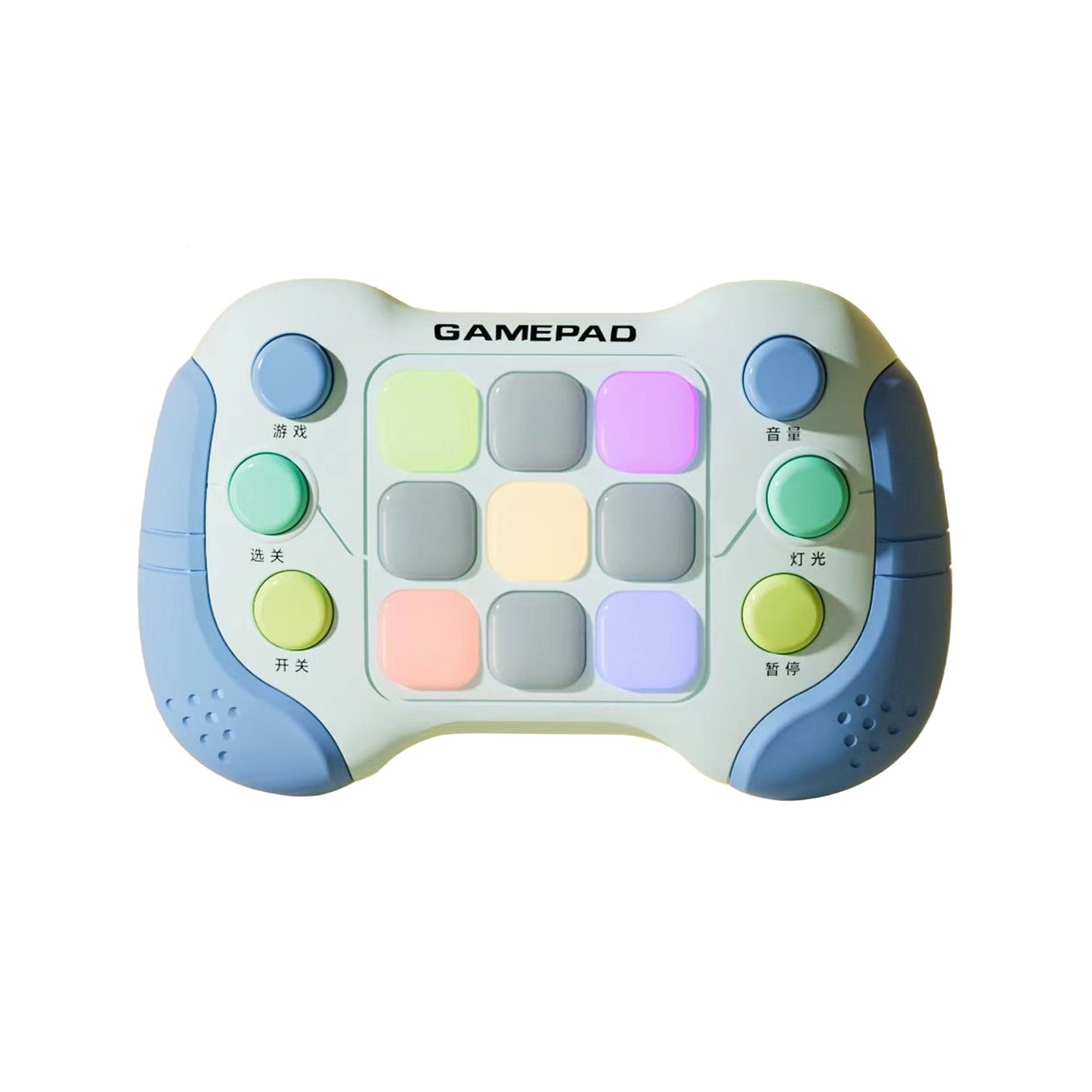 Jucarie Interactiva Flippy, Tip Consola Pop It, 6 butoane functionale, 5 Moduri de Joc, 600 Niveluri, + 3 ani, Albastru/Gri-0