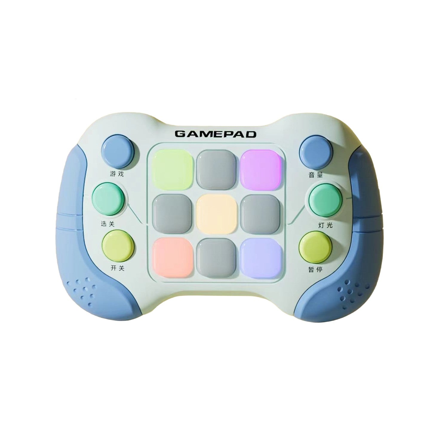 Jucarie Interactiva Flippy, Tip Consola Pop It, 6 butoane functionale, 5 Moduri de Joc, 600 Niveluri, + 3 ani, Albastru/Gri-0
