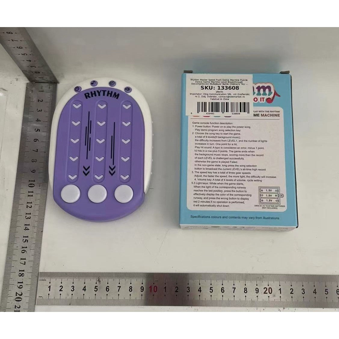 Jucarie Interactiva, Flippy, Tip Jocuri Ritmice, +3 Ani, din ABS, 8 Niveluri de Joc, 9.5 x 2.5 x 13.6 cm, Mov-1