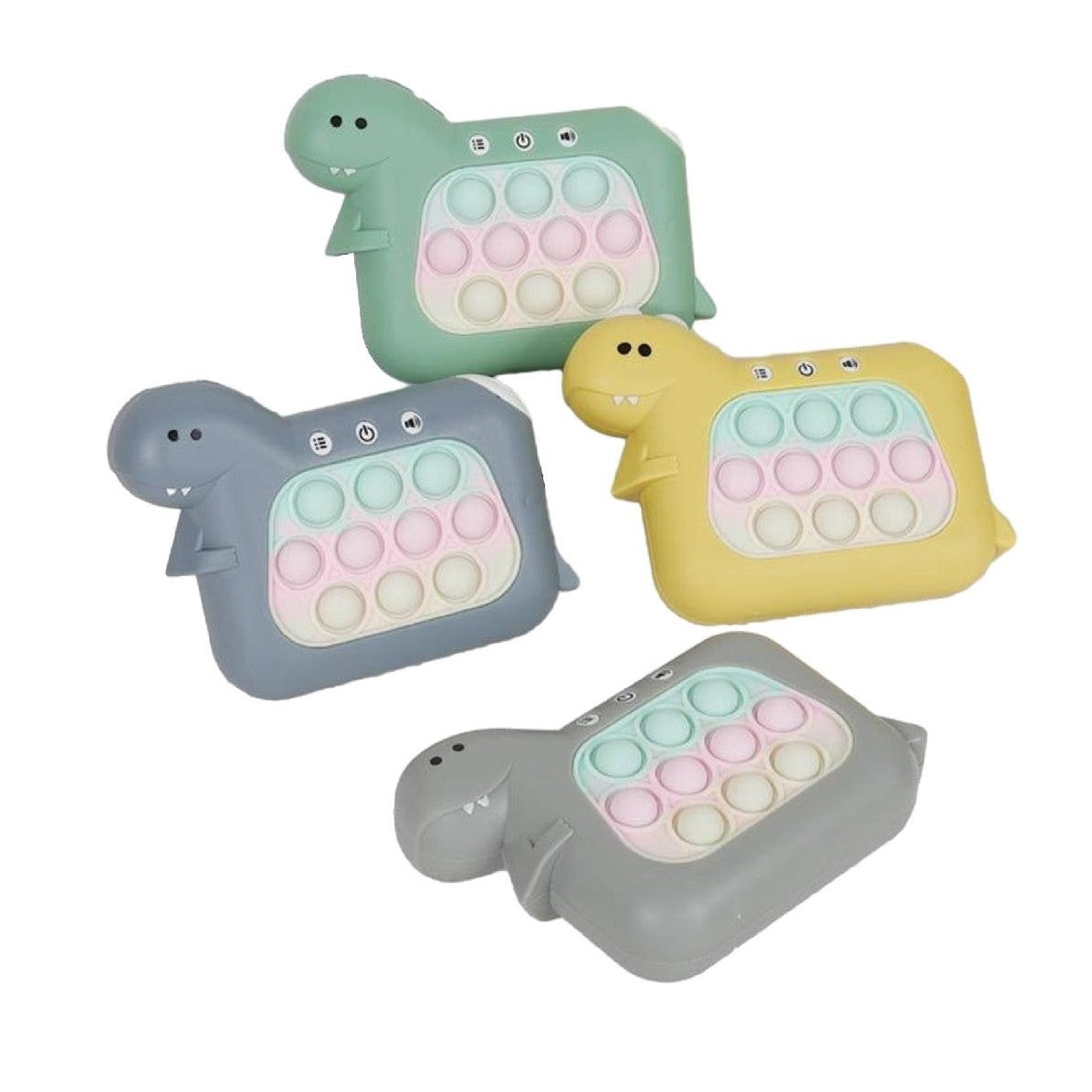 Jucarie Interactiva Pop It Whack A Mole, Flippy, Tip Consola, Anti-Stres, 4 Moduri de Joc, din ABS si Silicon, +3 Ani, Model Dinozaur, Galben-6