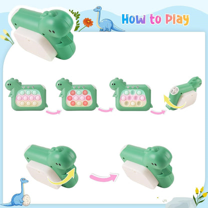 Jucarie Interactiva Pop It Whack A Mole, Flippy, Tip Consola, Anti-Stres, 4 Moduri de Joc, din ABS si Silicon, +3 Ani, Model Dinozaur, Verde-3