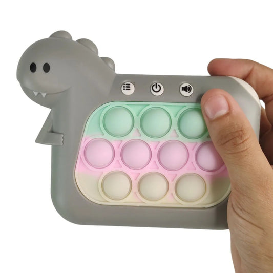 Jucarie Interactiva Pop It Whack A Mole, Flippy, Tip Consola, Anti-Stres, 4 Moduri de Joc, din ABS si Silicon, +3 Ani, Model Dinozaur, Gri-1