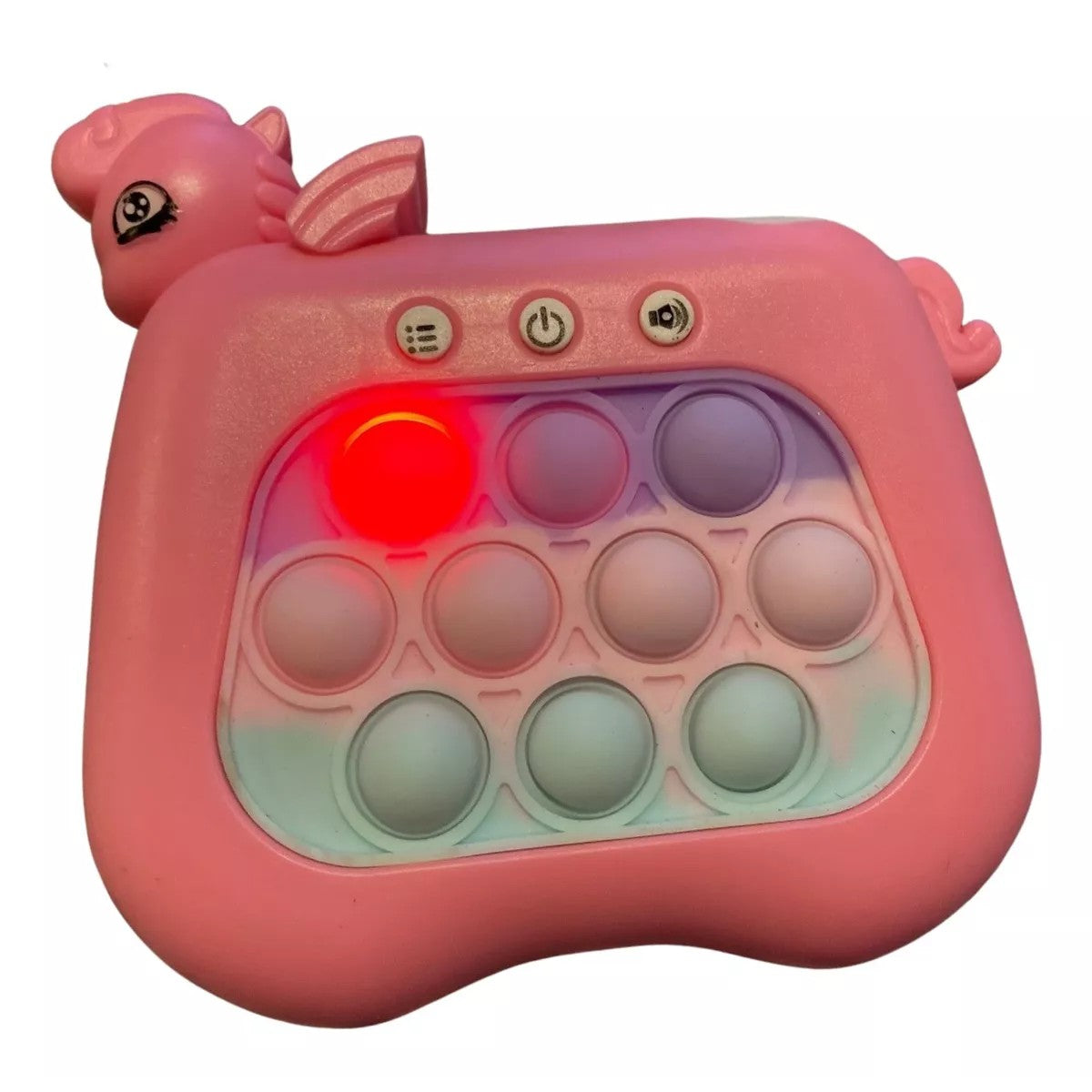 Jucarie Interactiva Pop It Whack A Mole, Flippy, Tip Consola, Anti-Stres, 4 Moduri de Joc, din ABS si Silicon, +3 Ani, Model Unicorn, Roz-5