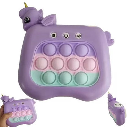 Jucarie Interactiva Pop It Whack A Mole, Flippy, Tip Consola, Anti-Stres, 4 Moduri de Joc, din ABS si Silicon, +3 Ani, Model Unicorn, Mov-3