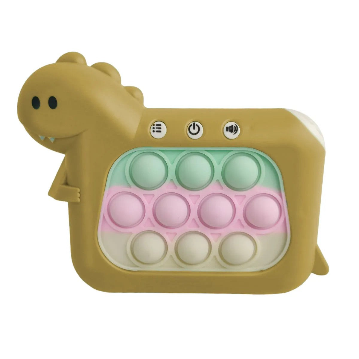 Jucarie Interactiva Pop It Whack A Mole, Flippy, Tip Consola, Anti-Stres, 4 Moduri de Joc, din ABS si Silicon, +3 Ani, Model Dinozaur, Galben-0