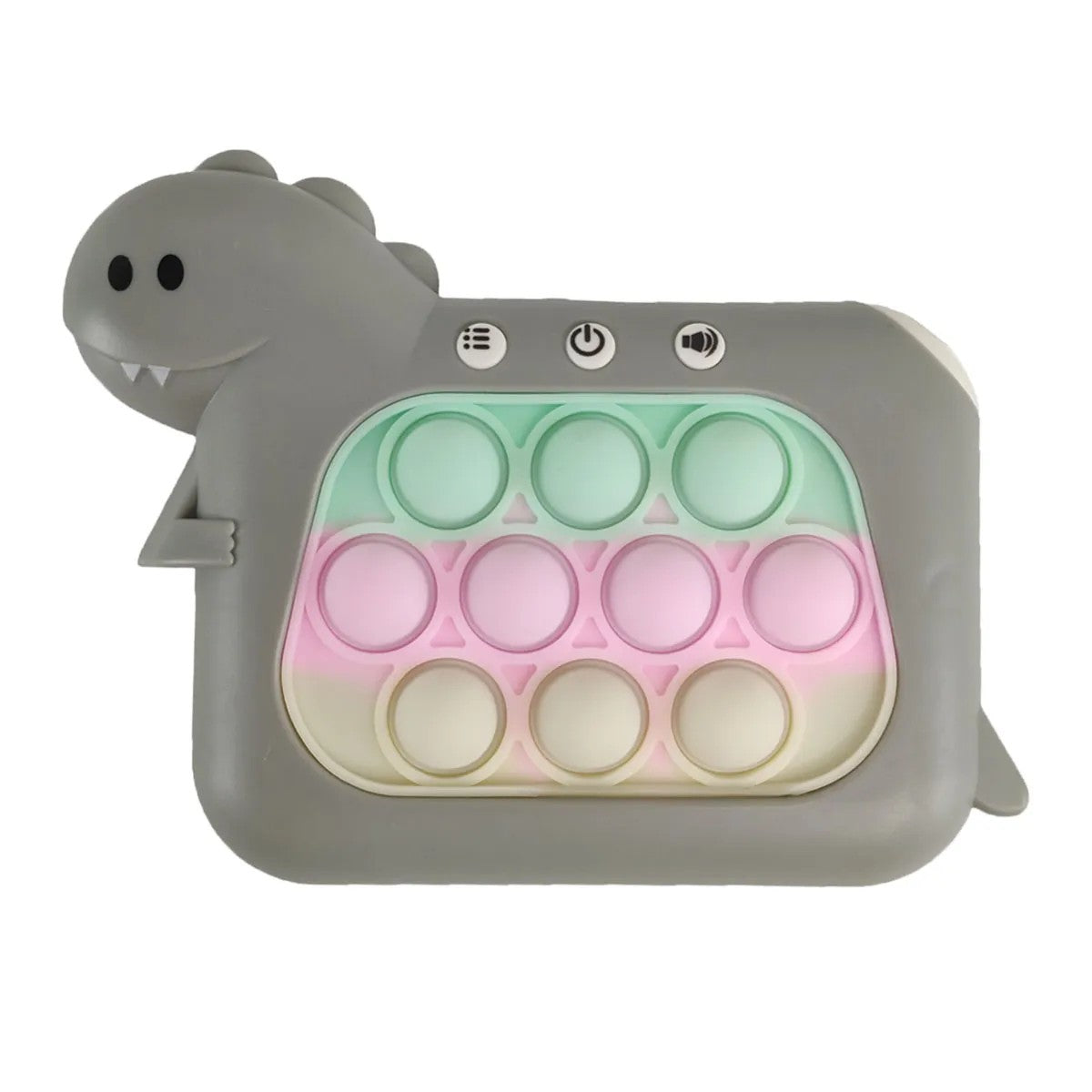 Jucarie Interactiva Pop It Whack A Mole, Flippy, Tip Consola, Anti-Stres, 4 Moduri de Joc, din ABS si Silicon, +3 Ani, Model Dinozaur, Gri-0