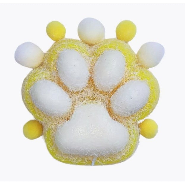 Jucarie Interactiva Squishy, Flippy, Model Cat Paw, Revenire Lenta, din TPR, +3 Ani, 7.5 cm, Textura Puf, Galben-0