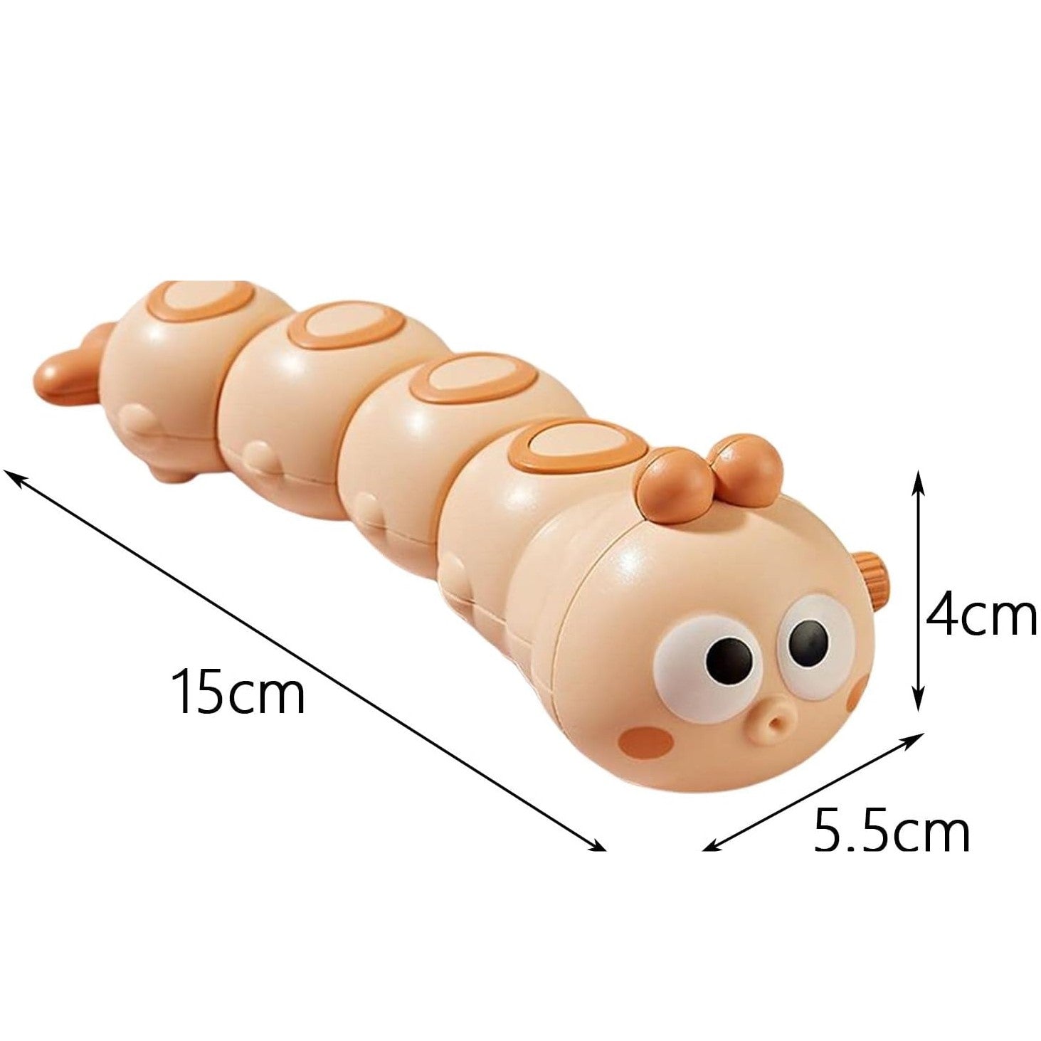 Jucarie mecanica pentru copii Flippy, omida haioasa, cu cheita, distractiva, se taraste, se misca, 15 x 4 cm, portocaliu-1