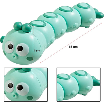 Jucarie mecanica pentru copii Flippy, omida haioasa, cu cheita, distractiva, se taraste, se misca, 15 x 4 cm, verde-1