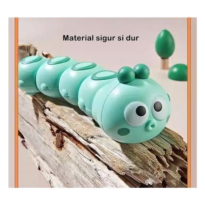 Jucarie mecanica pentru copii Flippy, omida haioasa, cu cheita, distractiva, se taraste, se misca, 15 x 4 cm, verde-2