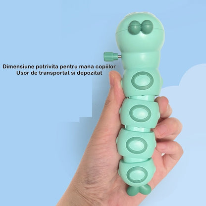Jucarie mecanica pentru copii Flippy, omida haioasa, cu cheita, distractiva, se taraste, se misca, 15 x 4 cm, verde-4