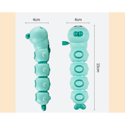 Jucarie mecanica pentru copii Flippy, omida haioasa, cu cheita, distractiva, se taraste, se misca, 15 x 4 cm, verde-6