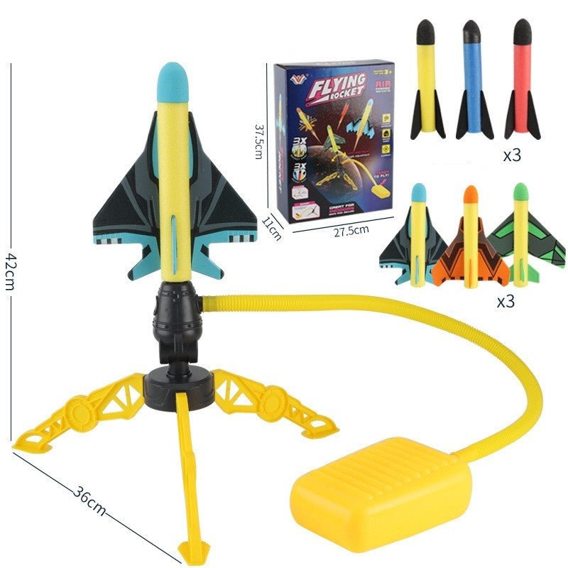 Jucarie pentru Copii, Flippy, Lansator de Rachete cu Piciorul, Un Lansator, 3 Rachete Fara Lumini, 3 Aircrafts, 42x36 cm, Multicolor-1
