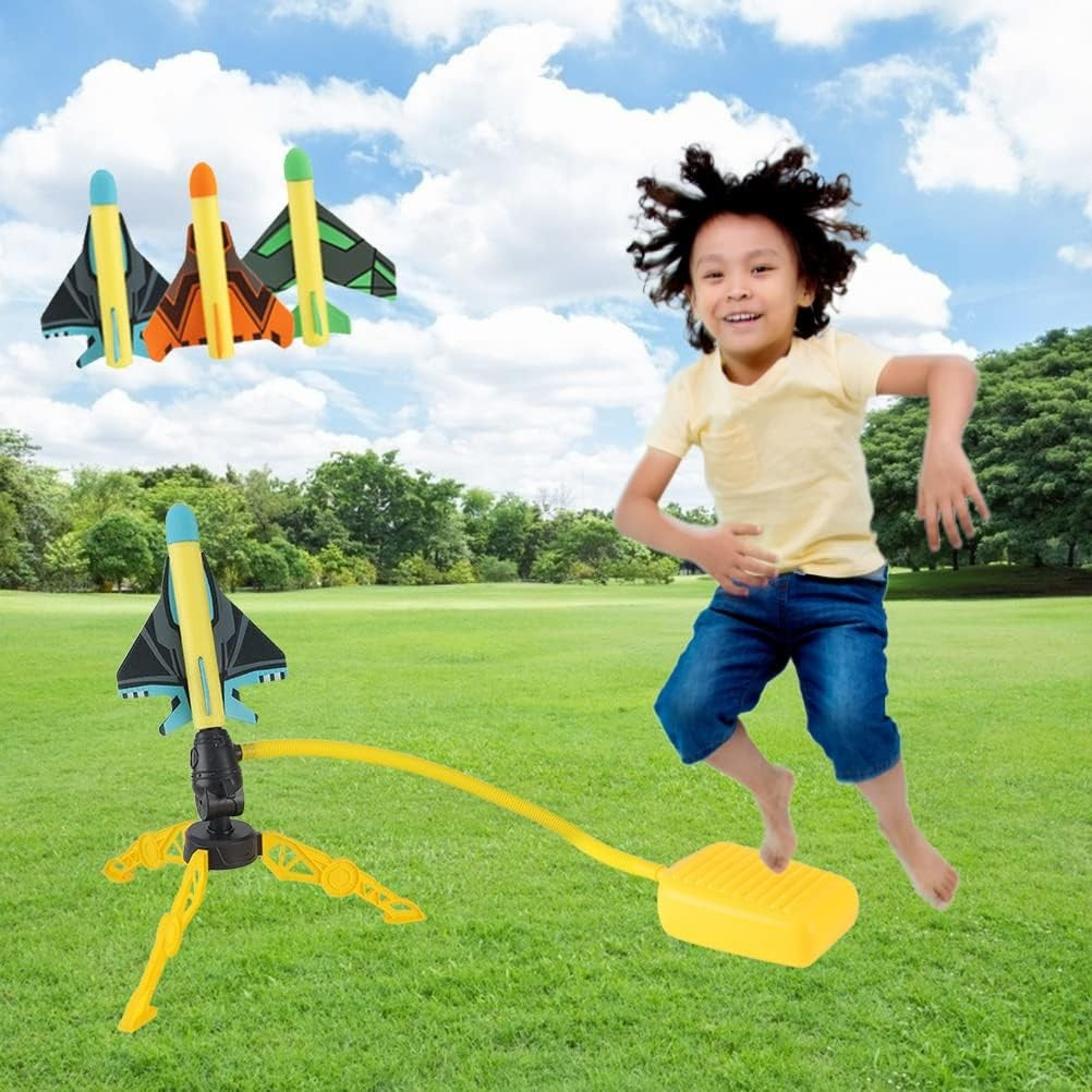 Jucarie pentru Copii, Flippy, Lansator de Rachete cu Piciorul, Un Lansator, 3 Rachete Fara Lumini, 3 Aircrafts, 42x36 cm, Multicolor-2