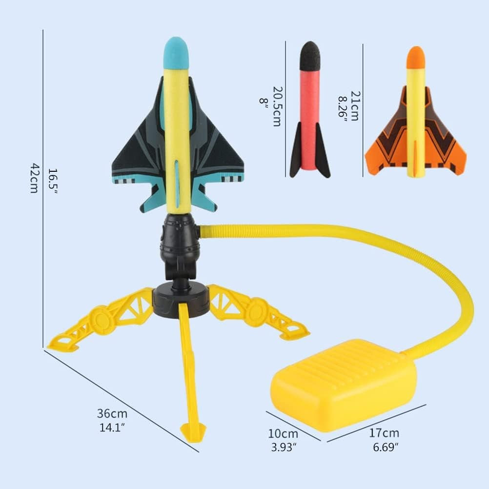 Jucarie pentru Copii, Flippy, Lansator de Rachete cu Piciorul, Un Lansator, 3 Rachete Fara Lumini, 3 Aircrafts, 42x36 cm, Multicolor-3