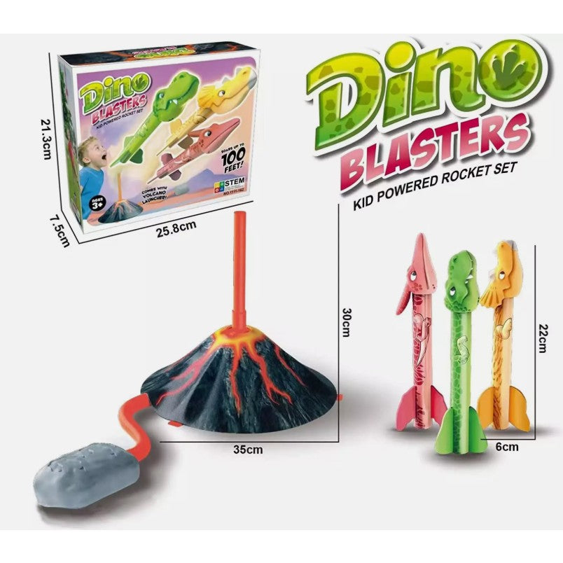 Jucarie pentru Copii, Flippy, Lansator de Rachete cu Piciorul, un Singur Lansator, 3 Rachete Donozauri cu Lumini, 30 cm Inaltime, Model Vulcan, Multicolor-9