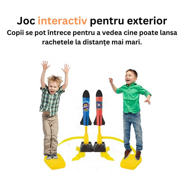 Jucarie pentru copii, lansator rachete cu piciorul, doua lansatoare, 6 rachete, fara lumina-1