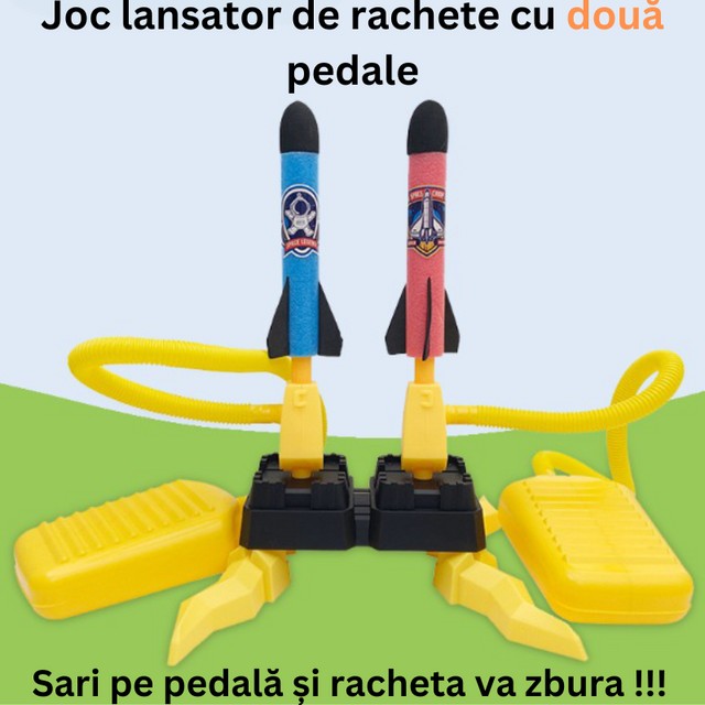 Jucarie pentru copii, lansator rachete cu piciorul, doua lansatoare, 6 rachete, fara lumina-3