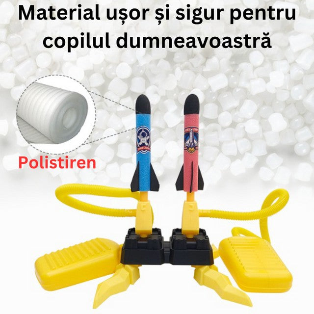 Jucarie pentru copii, lansator rachete cu piciorul, doua lansatoare, 6 rachete, fara lumina-4