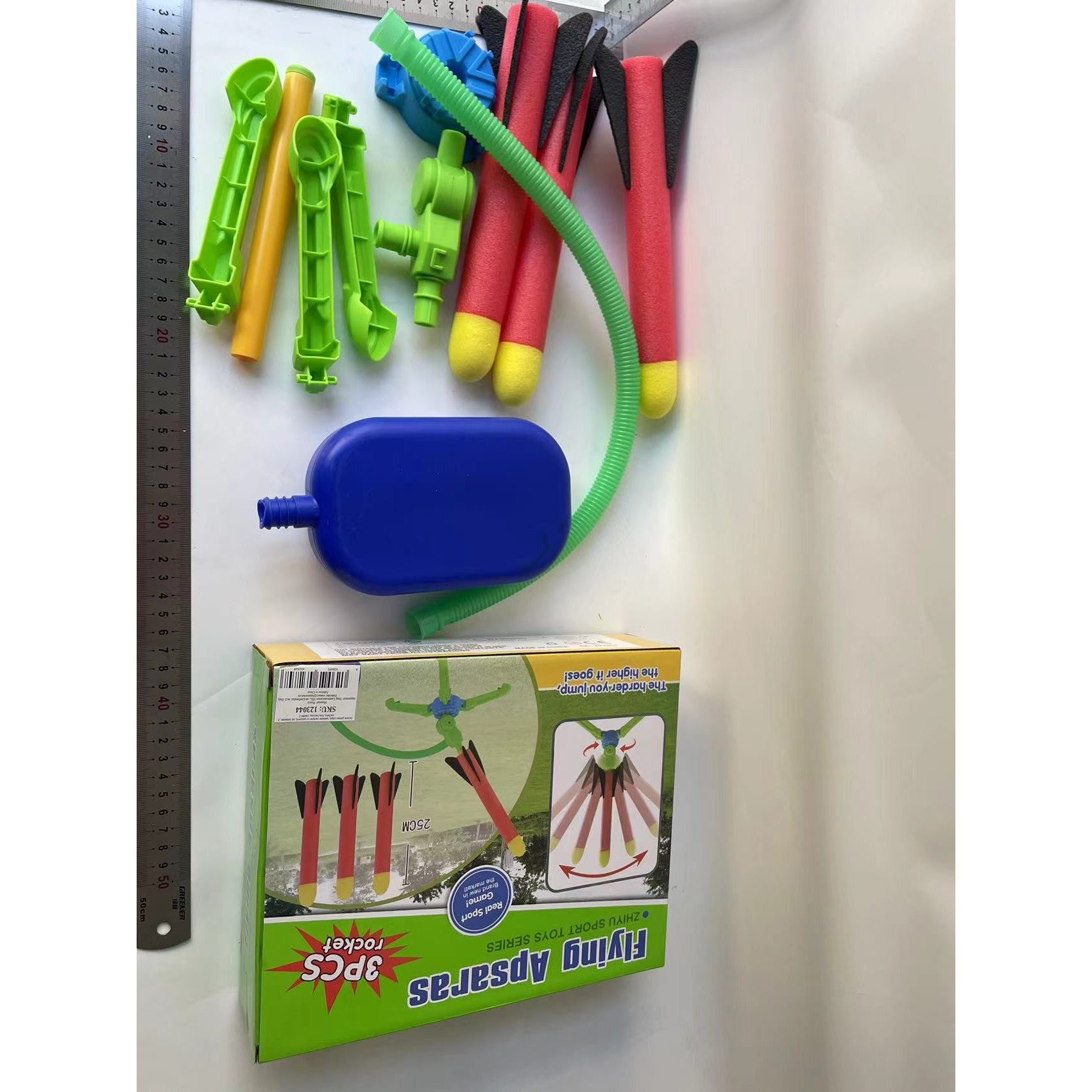 Jucarie pentru copii, lansator rachete cu piciorul, un lansator, 3 rachete, fara lumina, model 2-3
