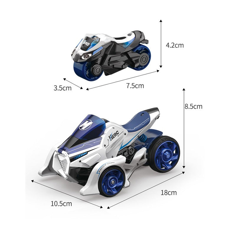 Jucarie pentru copii, masina cu extensie de motocicleta 2 in 1, albastra-0