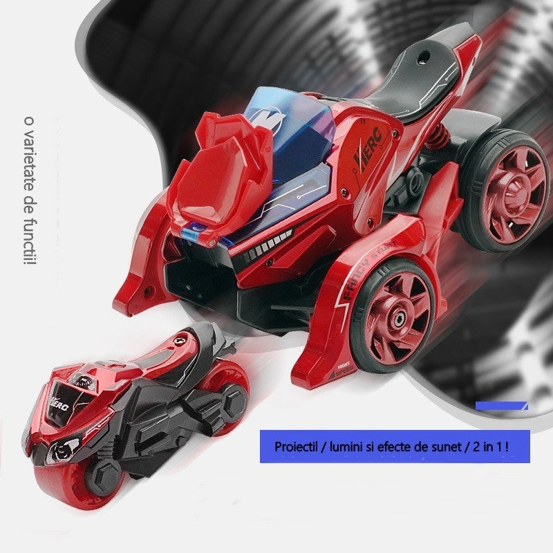 Jucarie pentru copii, masina cu extensie de motocicleta, 2 in 1, rosie-5