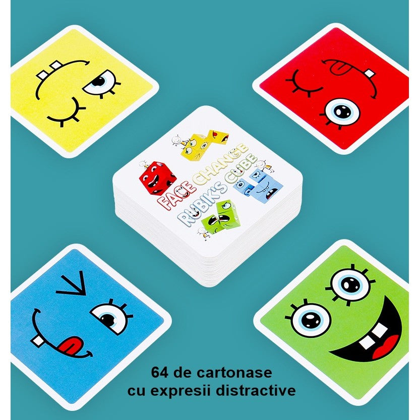 Jucarie pentru copii montessori Flippy, cub din lemn, asamblare fete, 64 de carti distractive, pentru baieti si fete, varsta +3 ani, educativ, multicolor-5