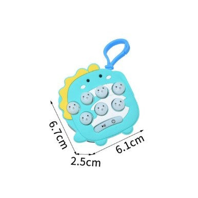 Jucarie pentru copii portabila Flippy, joc Gopher, cu lumini si muzica, tip breloc, model dinozaur, material silicon si ABS, albastru-1