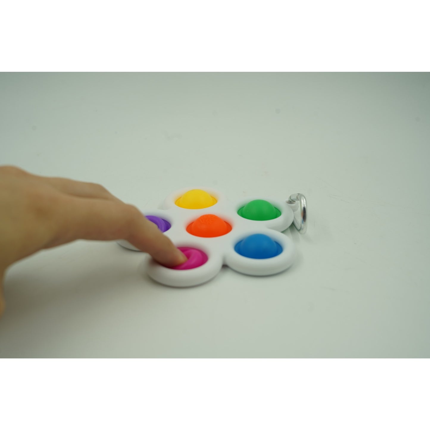 Jucarie Push Pop Bubble Fidget, Pop It, breloc antistres, Floare, Multicolor/Alb-1