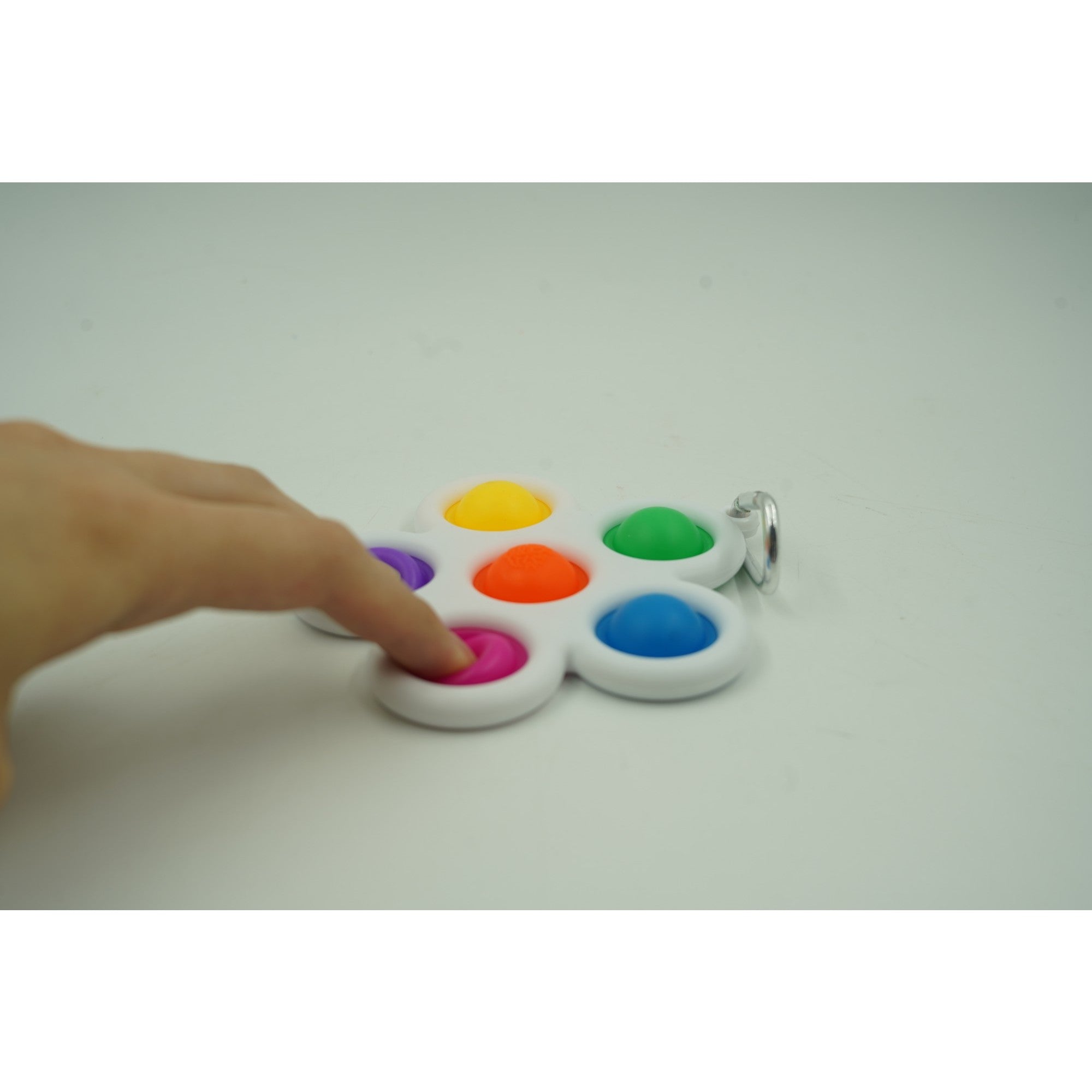 Jucarie Push Pop Bubble Fidget, Pop It, breloc antistres, Floare, Multicolor/Alb-1