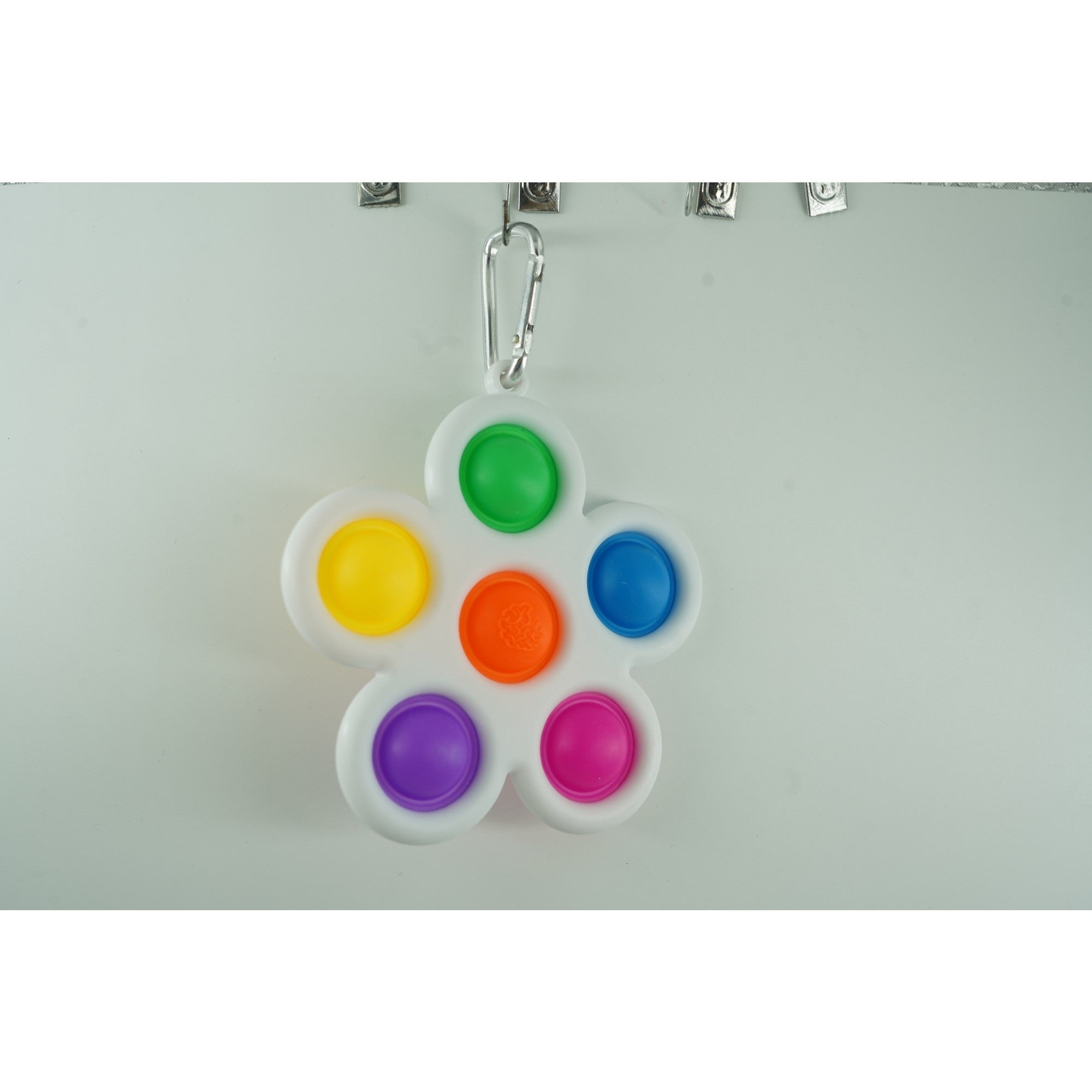 Jucarie Push Pop Bubble Fidget, Pop It, breloc antistres, Floare, Multicolor/Alb-2