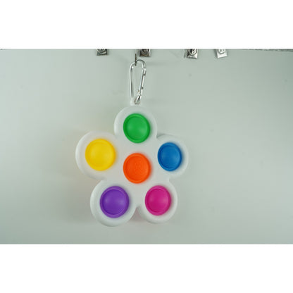 Jucarie Push Pop Bubble Fidget, Pop It, breloc antistres, Floare, Multicolor/Alb-2