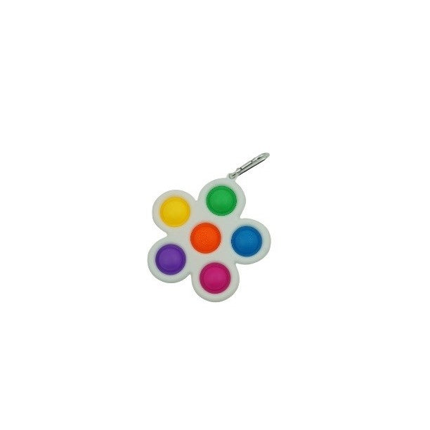 Jucarie Push Pop Bubble Fidget, Pop It, breloc antistres, Floare, Multicolor/Alb-0