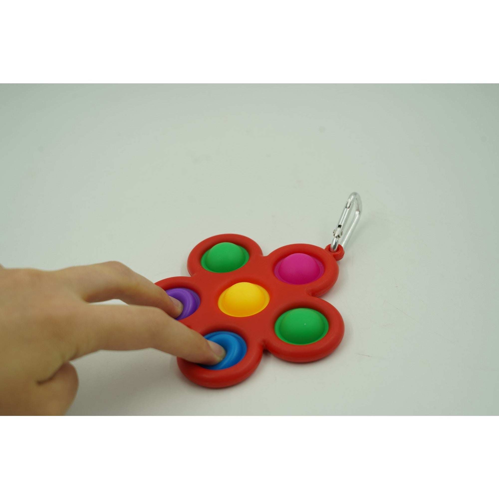 Jucarie Push Pop Bubble Fidget, Pop It, breloc antistres, Floare, Multicolor/Rosu-1