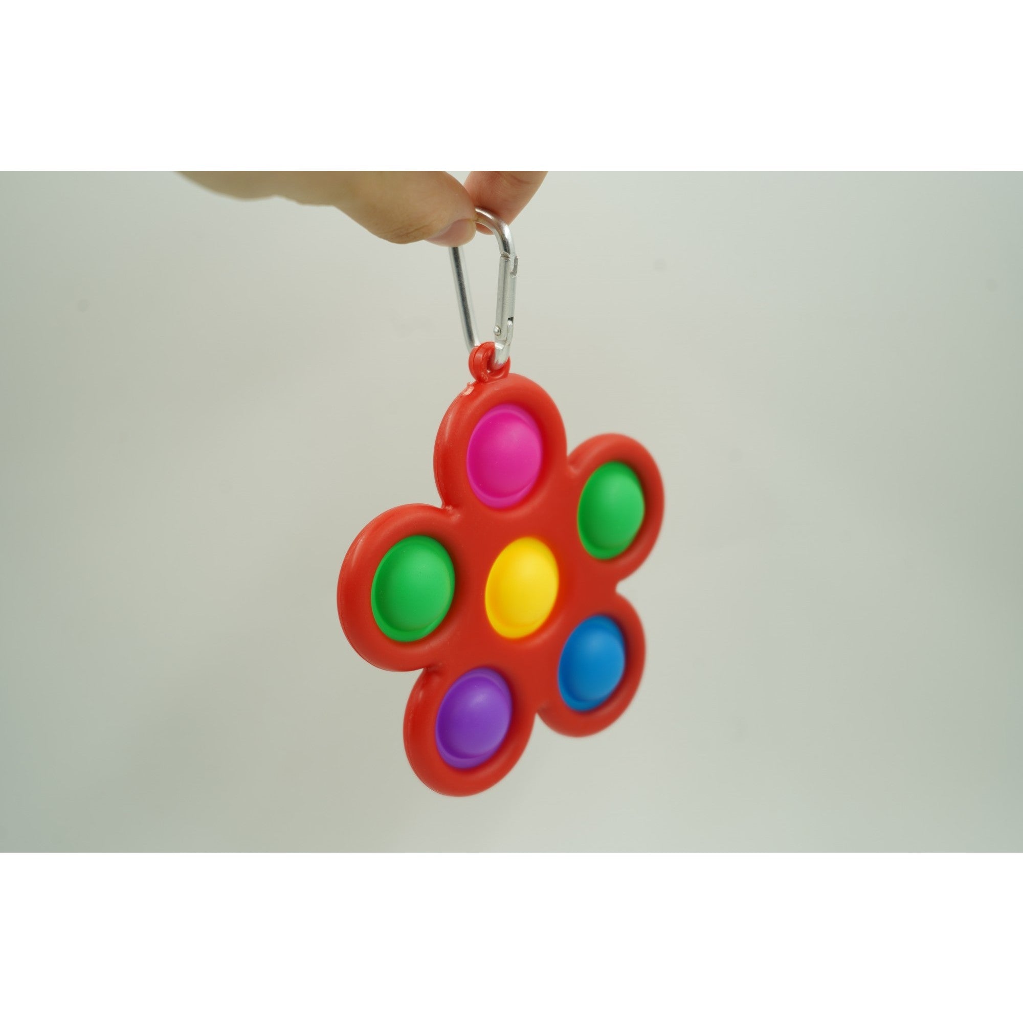 Jucarie Push Pop Bubble Fidget, Pop It, breloc antistres, Floare, Multicolor/Rosu-2