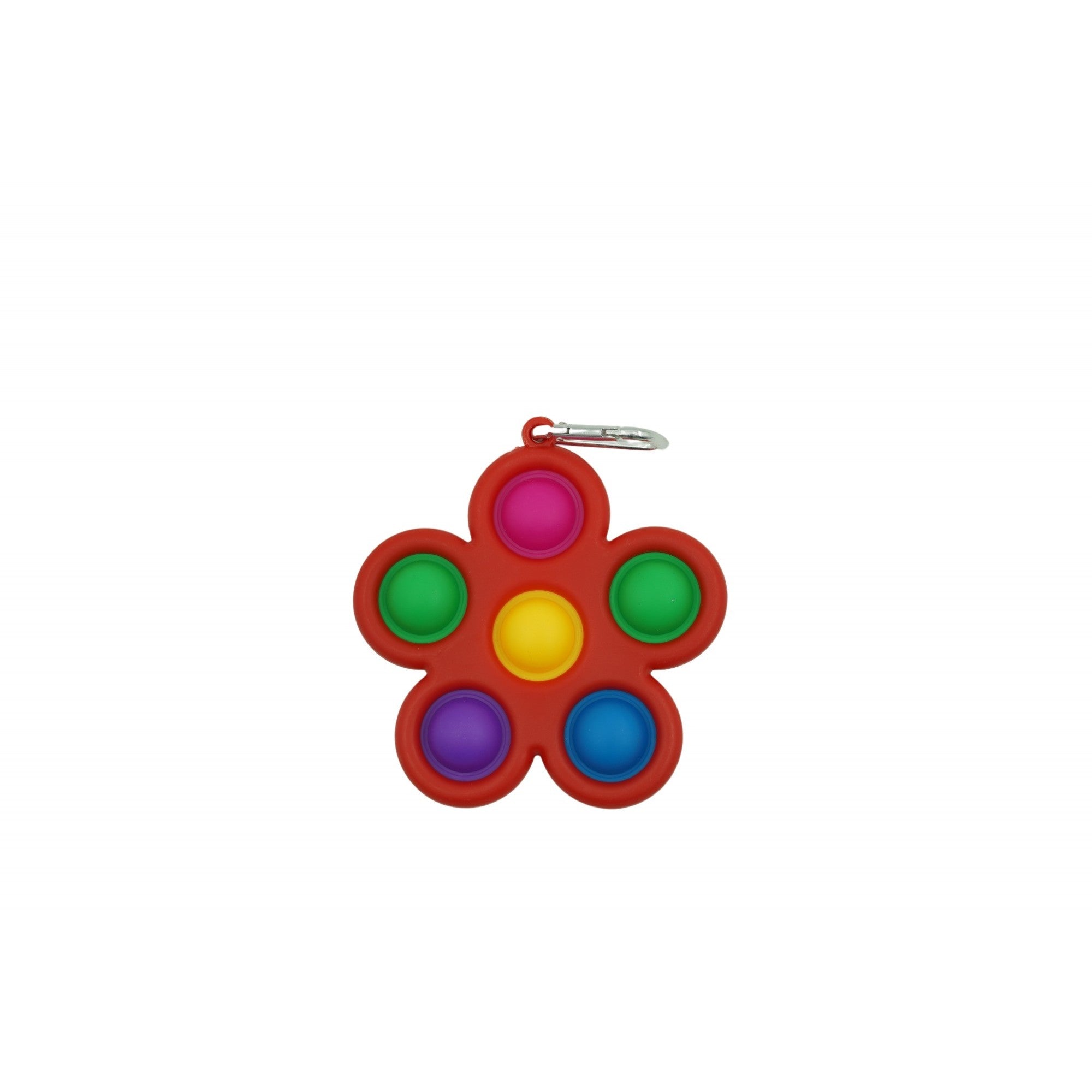 Jucarie Push Pop Bubble Fidget, Pop It, breloc antistres, Floare, Multicolor/Rosu-0