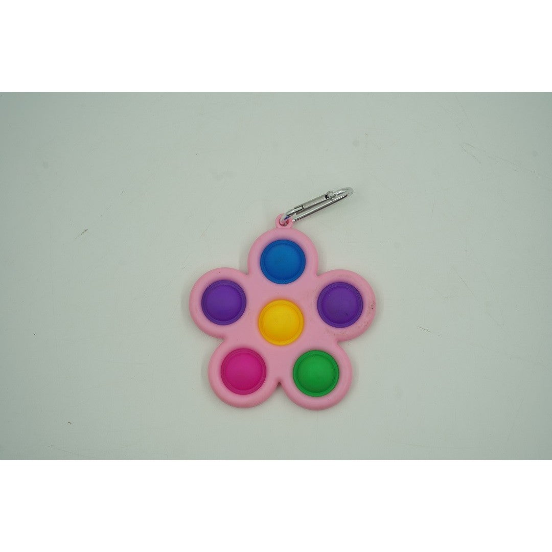 Jucarie Push Pop Bubble Fidget, Pop It, breloc antistres, Floare, Multicolor/Roz-1