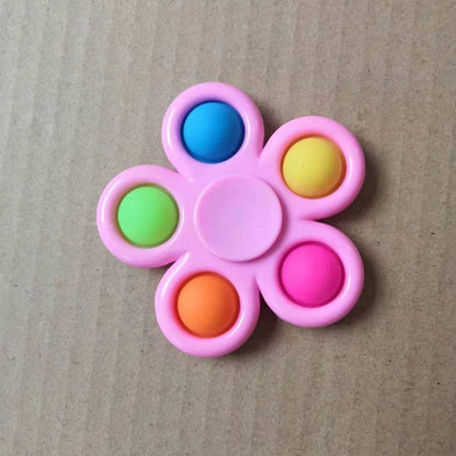 Jucarie Push Pop Bubble Fidget, Pop It, breloc antistres, Floare, Multicolor/Roz-3