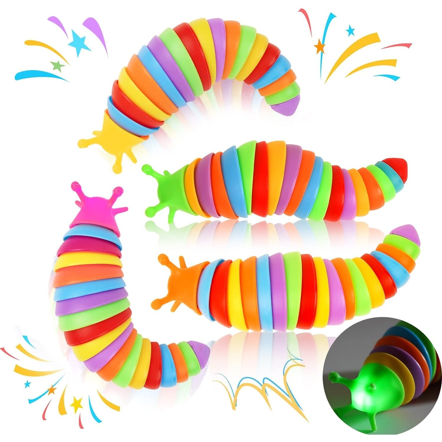 Jucarie Senzoriala Antistres, Flippy, Fidget Toys, Omida Curcubeu, 18.6 cm, Functie de Luminat, +3 Ani, Multicolor-3