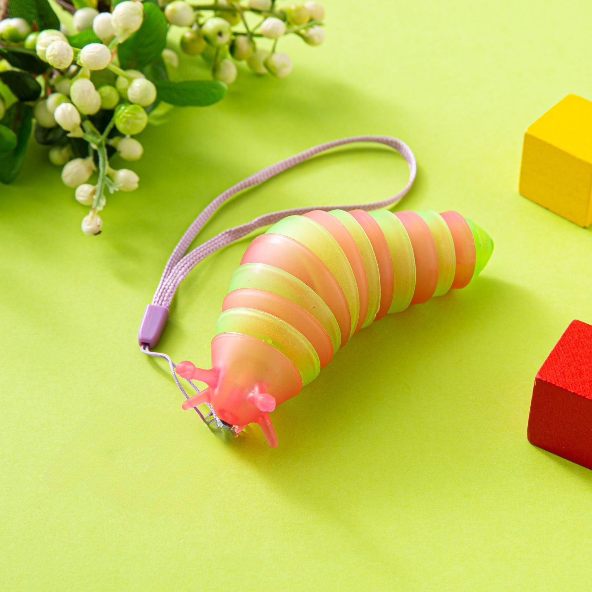 Jucarie Senzoriala Antistres, Flippy, Fidget Toys, Omida Tip Breloc, 11 cm, +3 Ani, Roz/Verde-1