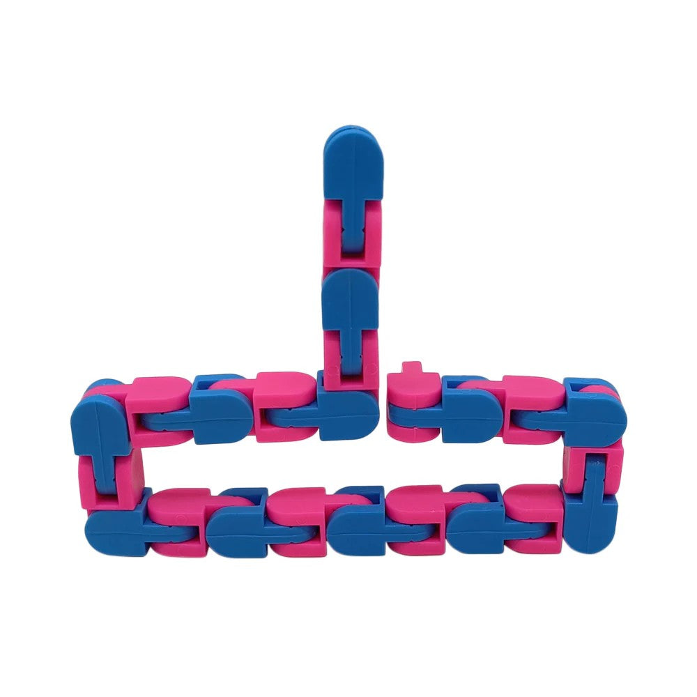 Jucarie Senzoriala Antistres, Flippy, Fidget Toys, Puzzle de Imbinat Tip Sarpe, 24 Piese, +3 Ani, Albastru/Roz-2