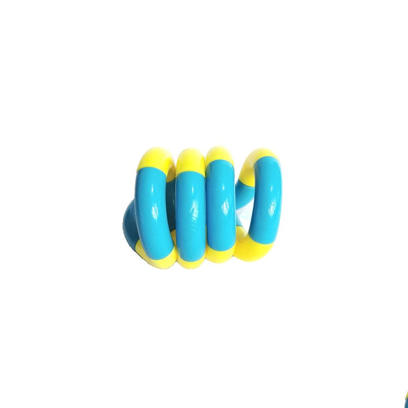 Jucarie Senzoriala Antistres, Flippy, Fidget Twist, cu Miscari Infinite de Decompresie, 2 Culori, Galben/Albastru, + 3 ani-0