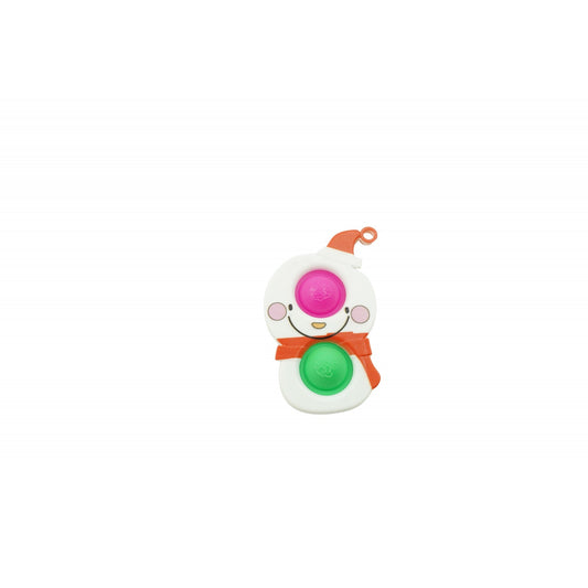 Jucarie senzoriala antistres, Simple Dimple, Breloc cu 2 bulinute, Om de zapada, Multicolor-0