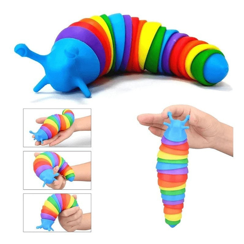 Jucarie Senzoriala pentru Copii, Flippy, Model Melc, cu Articulatii, 19 cm, Multicolor-3