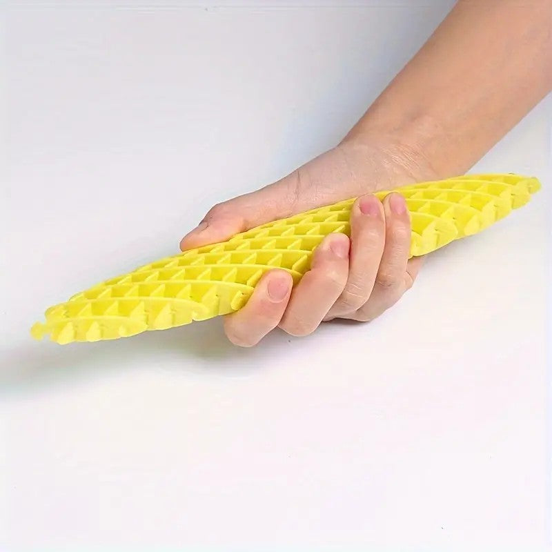 Jucarie Worm Fidget de Decompresie, Flippy, Anti Stres, Dimensiune Compacta 10 cm, Dimensiune Extinsa 24.5 cm, Galben-1